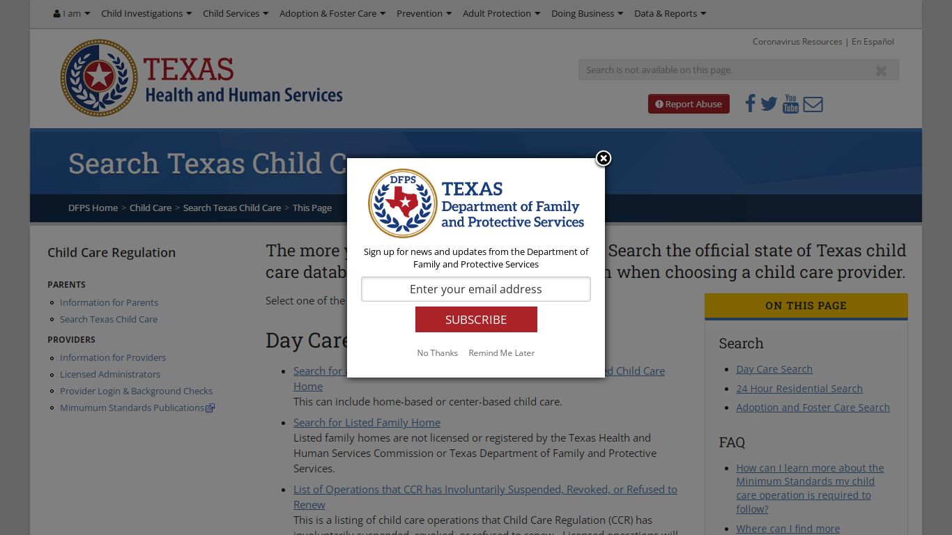 DFPS - Search Texas Child Care - Texas Department of Family and ...